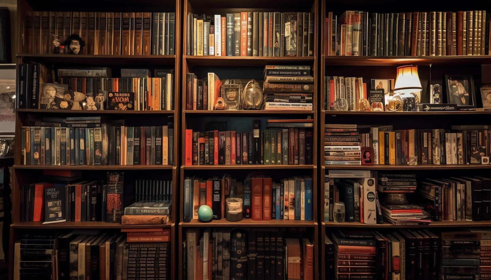 A personal library filled with books
